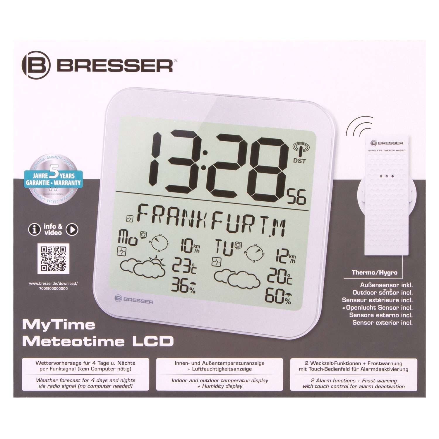 Часы настенные Bresser MyTime Meteotime LCD серебристые - фото 16