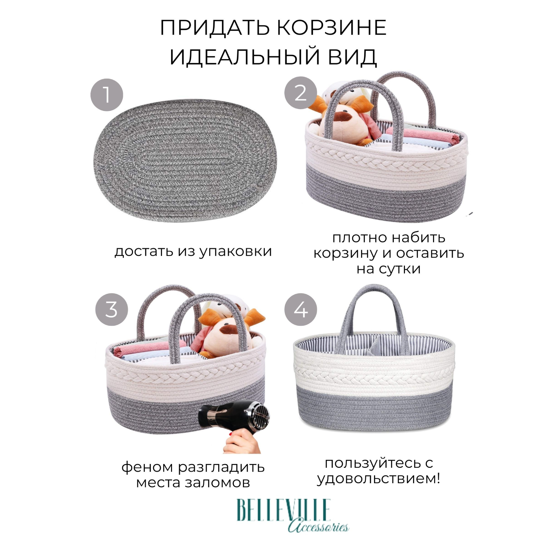 Корзина-органайзер Belleville Accessories для хранения вещей и принадлежностей новорожденного - фото 3