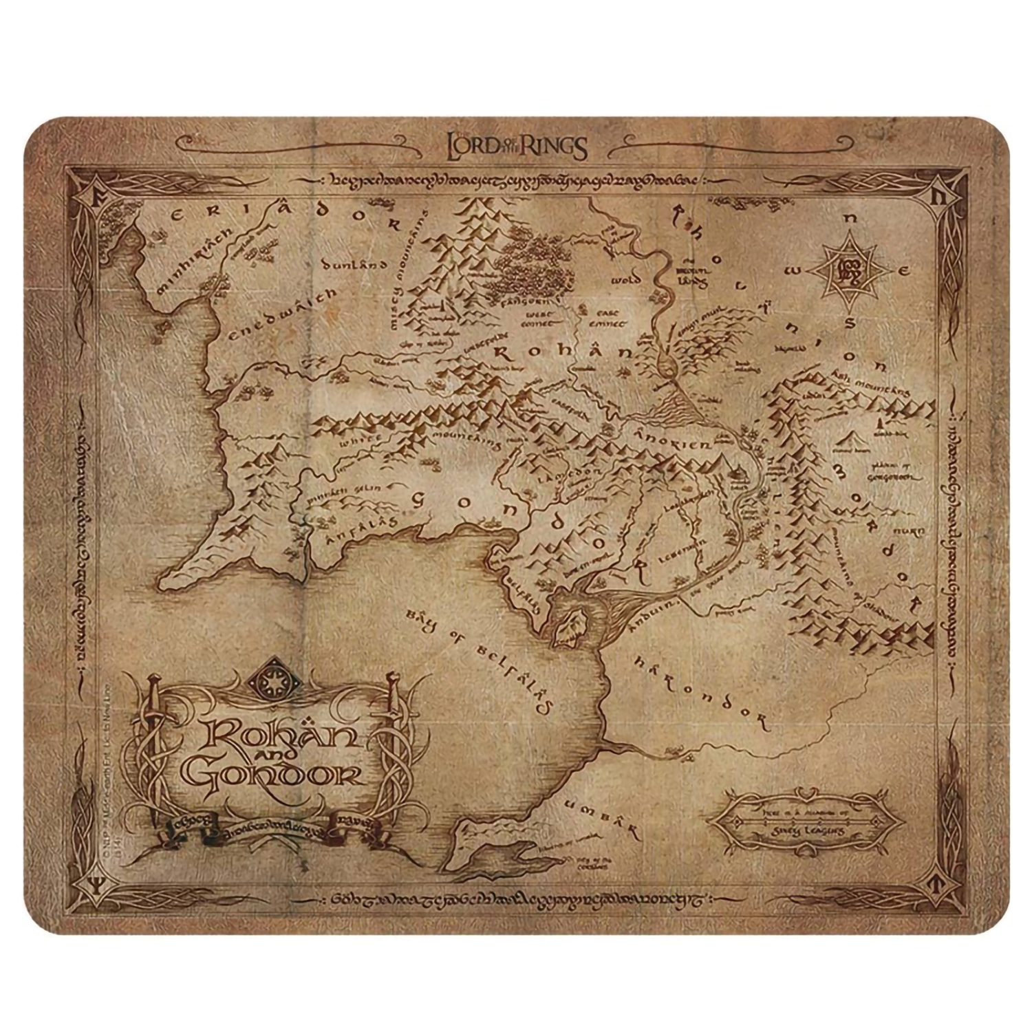 Коврик для мыши ABYStyle Lord of the Rings Flexible mousepad Rohan Gondor map 23.5x19.5 см - фото 1