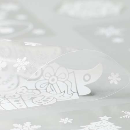 Набор наклеек новогодних Sima-Land «Ёлка. Дед Мороз. Снегурочка» 35 х 33 см