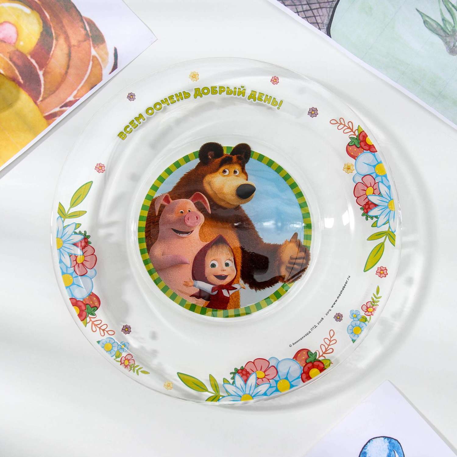 Набор детской посуды Маша и медведь Добрый день кружка салатник тарелка - фото 2