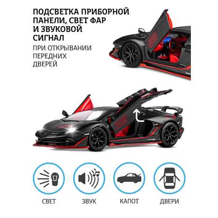 Машинка металлическая АВТОпанорама игрушка детская Lamborghini SVJ 1:24 черный