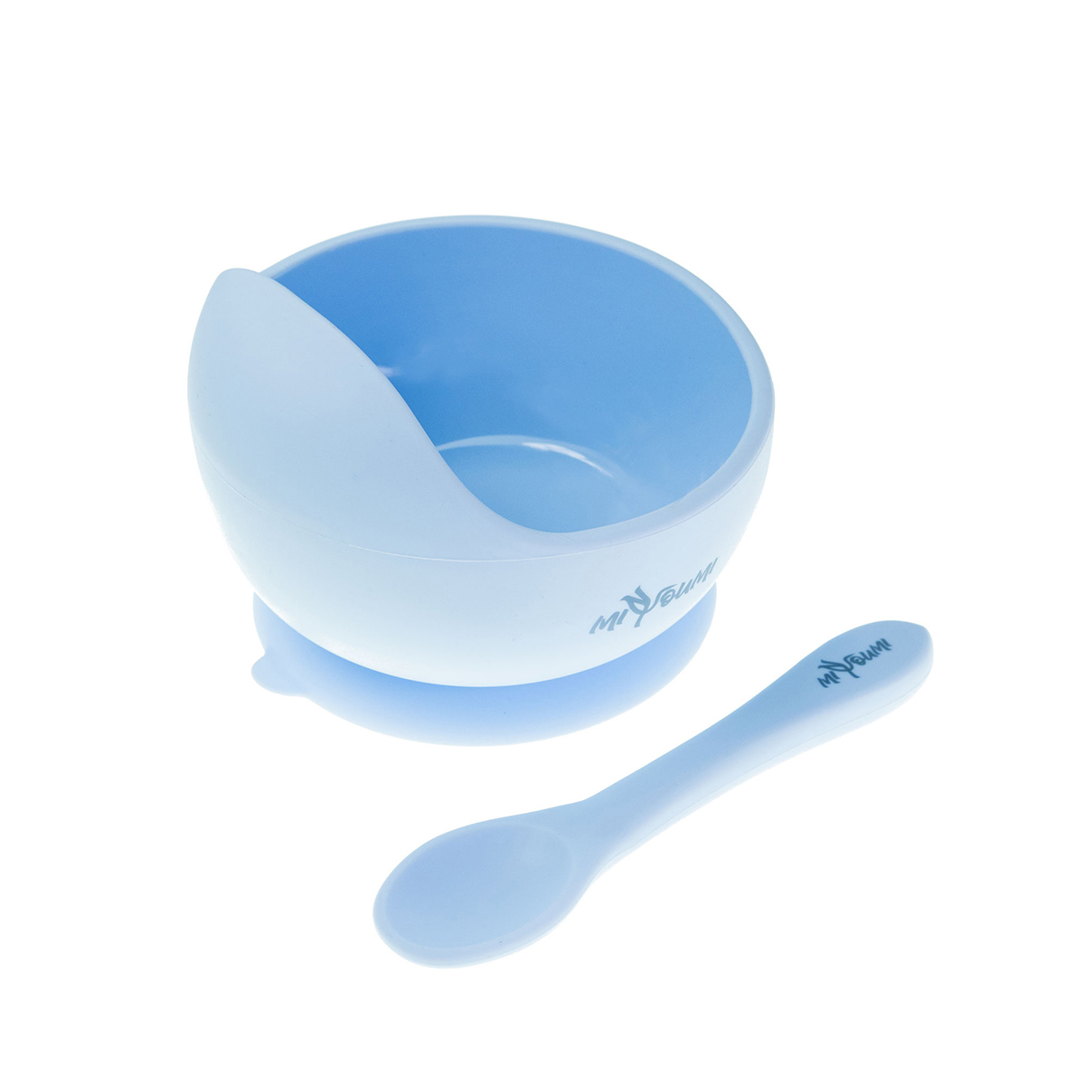 Набор для кормления Miyoumi Силиконовая тарелка на присоске + ложка - Baby blue - фото 9