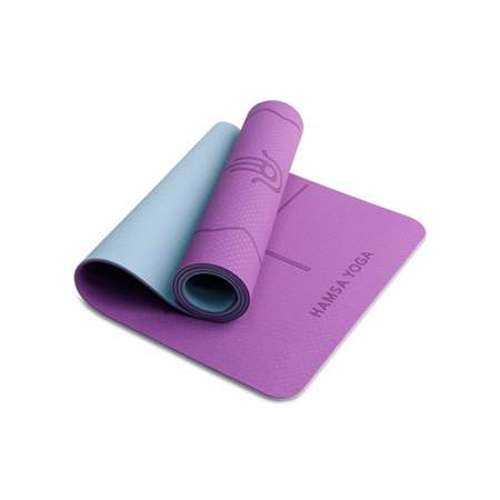 Коврик для йоги Hamsa Yoga фитнеса и гимнастики TPE 183х61х0.6 см пурпурный