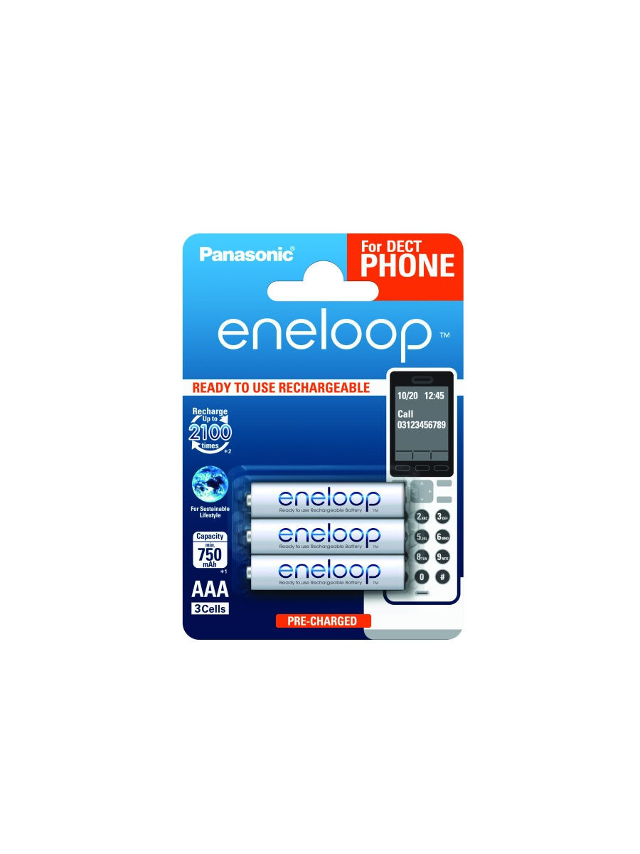 Aккумуляторы Panasonic eneloop AAA 750mAh 3шт BK-4MCCE/3DE - фото 1