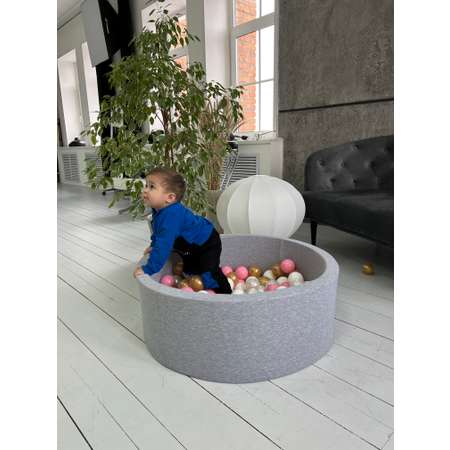 Сухой бассейн Boobo.kids 85х30 см 150 шаров серый меланж+золото