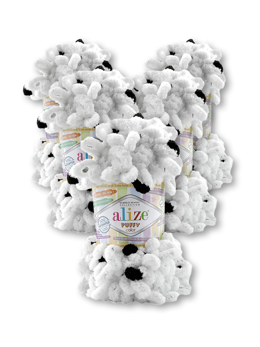 Пряжа для вязания Alize puffy color 100 г 9 м микрополиэстер плюшевая мягкая 6450 секционный 5 мотков - фото 3