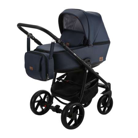 Коляска 2в1 BeBe-mobile Gusto Deluxe GU112 Темно-синяя кожа-Темно-синяя перфорированная кожа