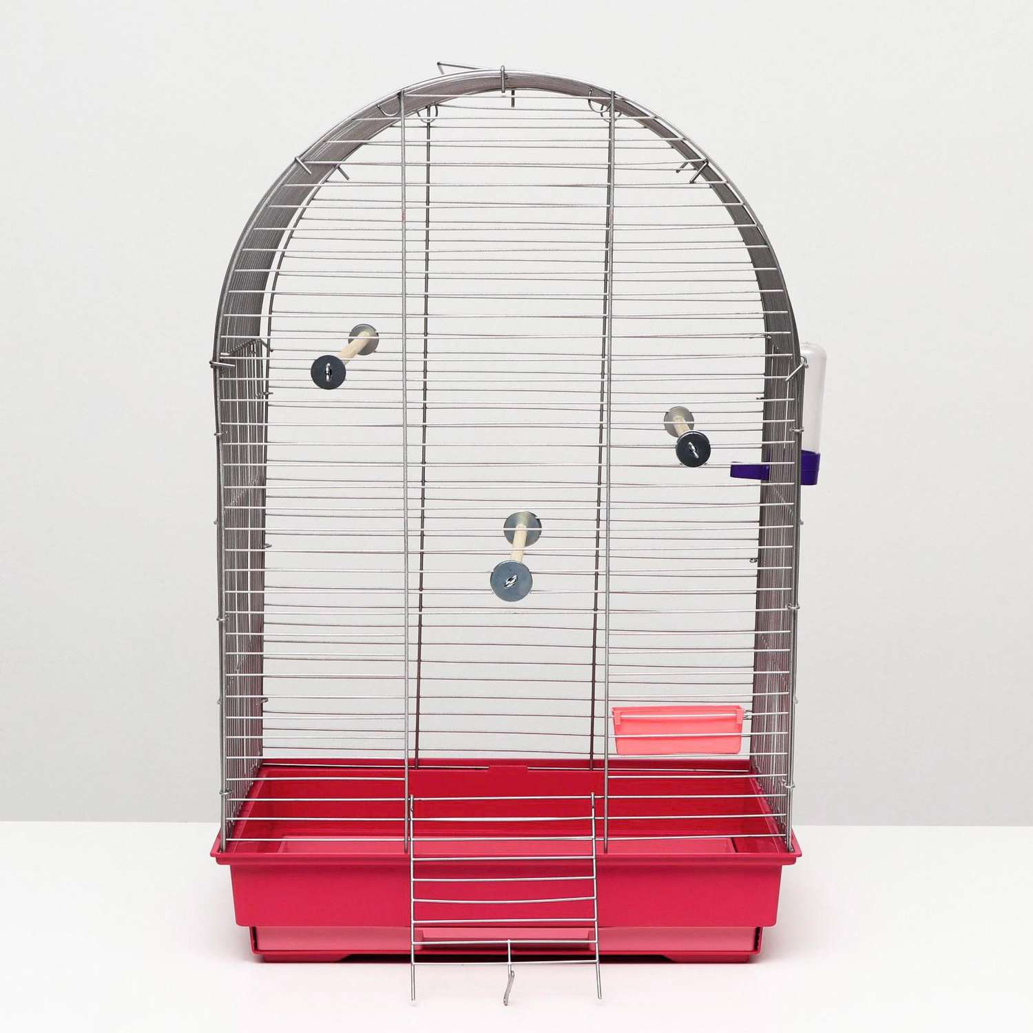 Клетка для птиц Пижон хром укомплектованная 41х30х65 см рубиновая - фото 4