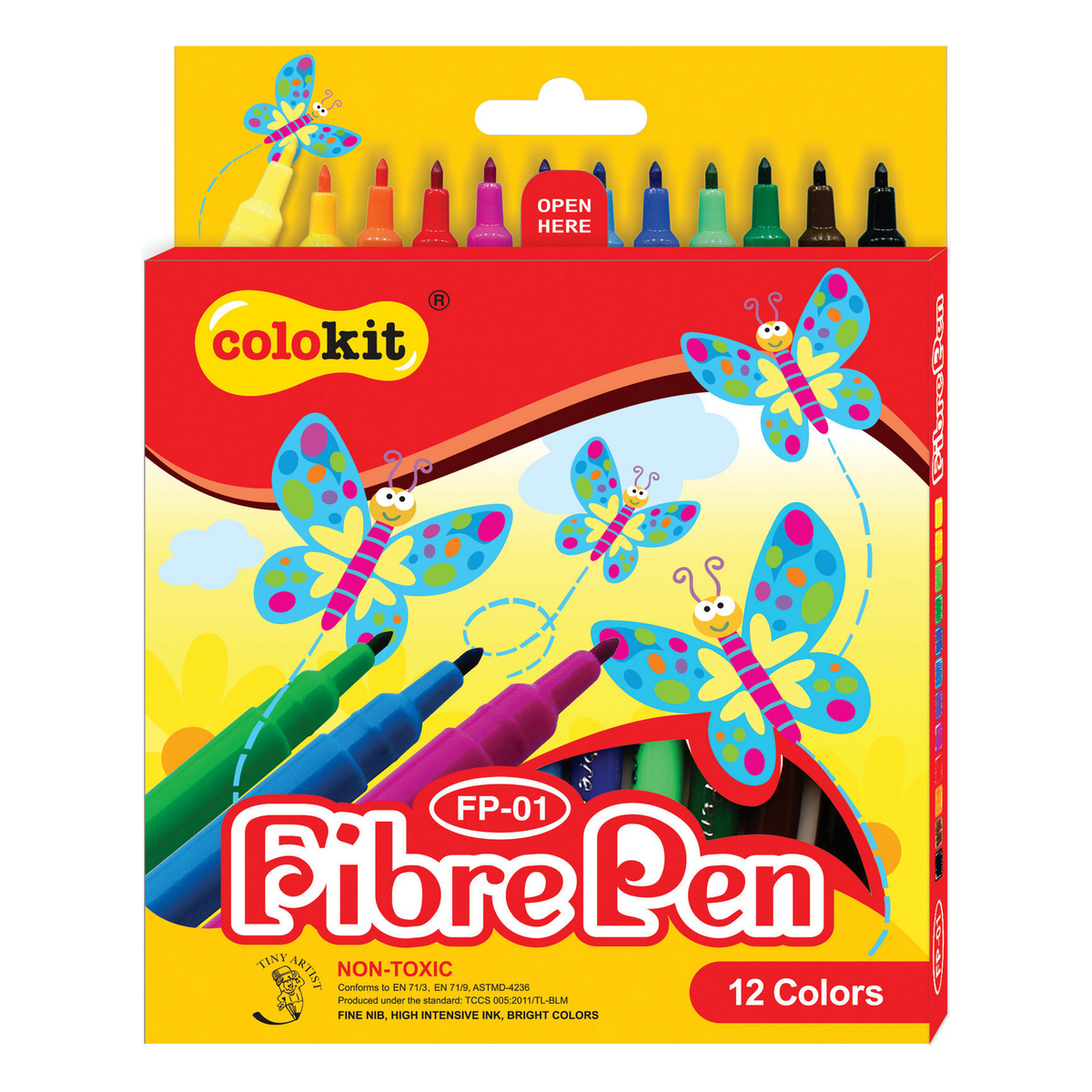 Фломастеры Flexoffice детские смываемые Colokit 12цветов - фото 1