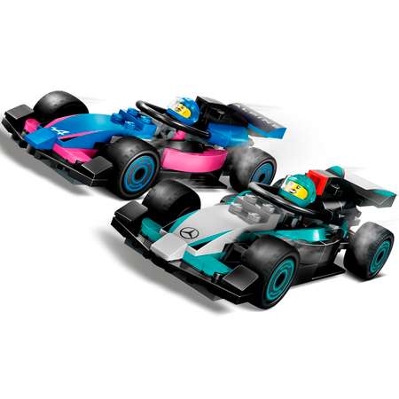 Конструктор детский LEGO City Гараж F1 машины Mercedes-AMG и Alpine