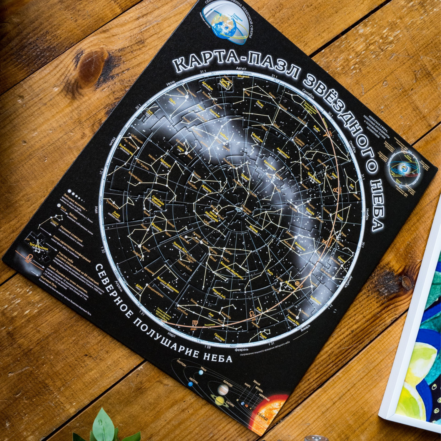 Карта-пазл астрономический АГТ Геоцентр Звёздное небо и Созвездия 38 деталей 33х30 см - фото 2