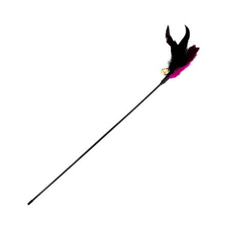 Дразнилка для кошек Ripoma с перьями и бубенчиком черно-розовая