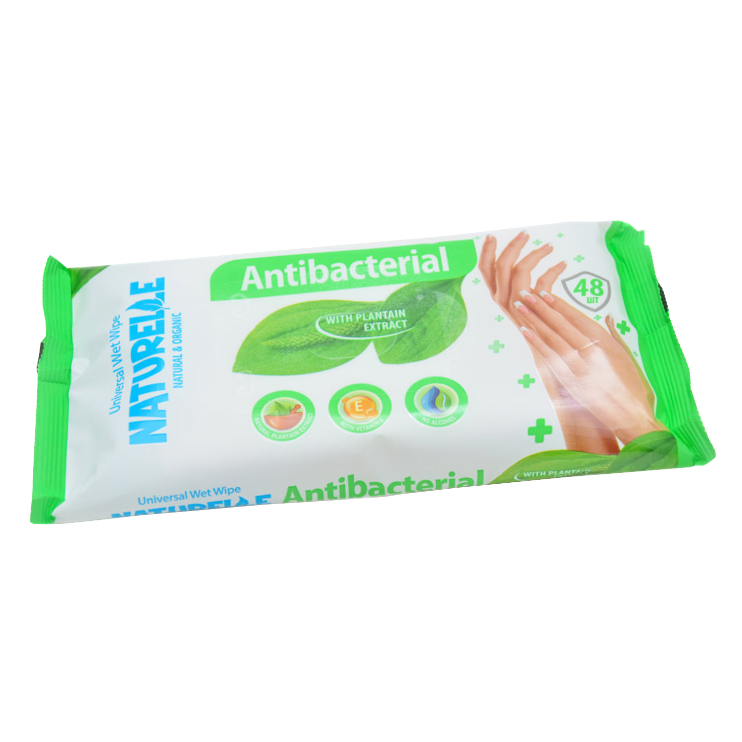 Влажные салфетки Naturelle Antibakterial с антибактериальным эффектом и экстрактом листьев подорожника 48 шт - фото 1