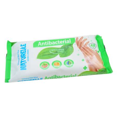 Влажные салфетки Naturelle Antibakterial с антибактериальным эффектом и экстрактом листьев подорожника 48 шт