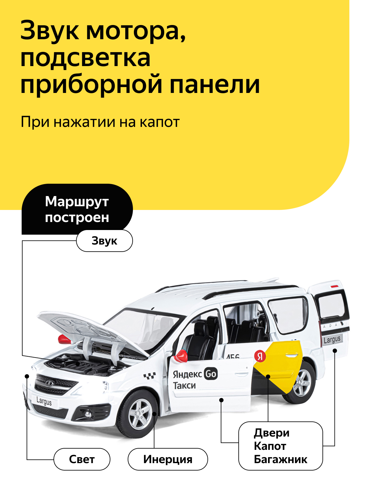 Машинка металлическая Яндекс GO LADA LARGUS 1:24 белый Озвучено Алисой JB1251343/Яндекс GO - фото 2