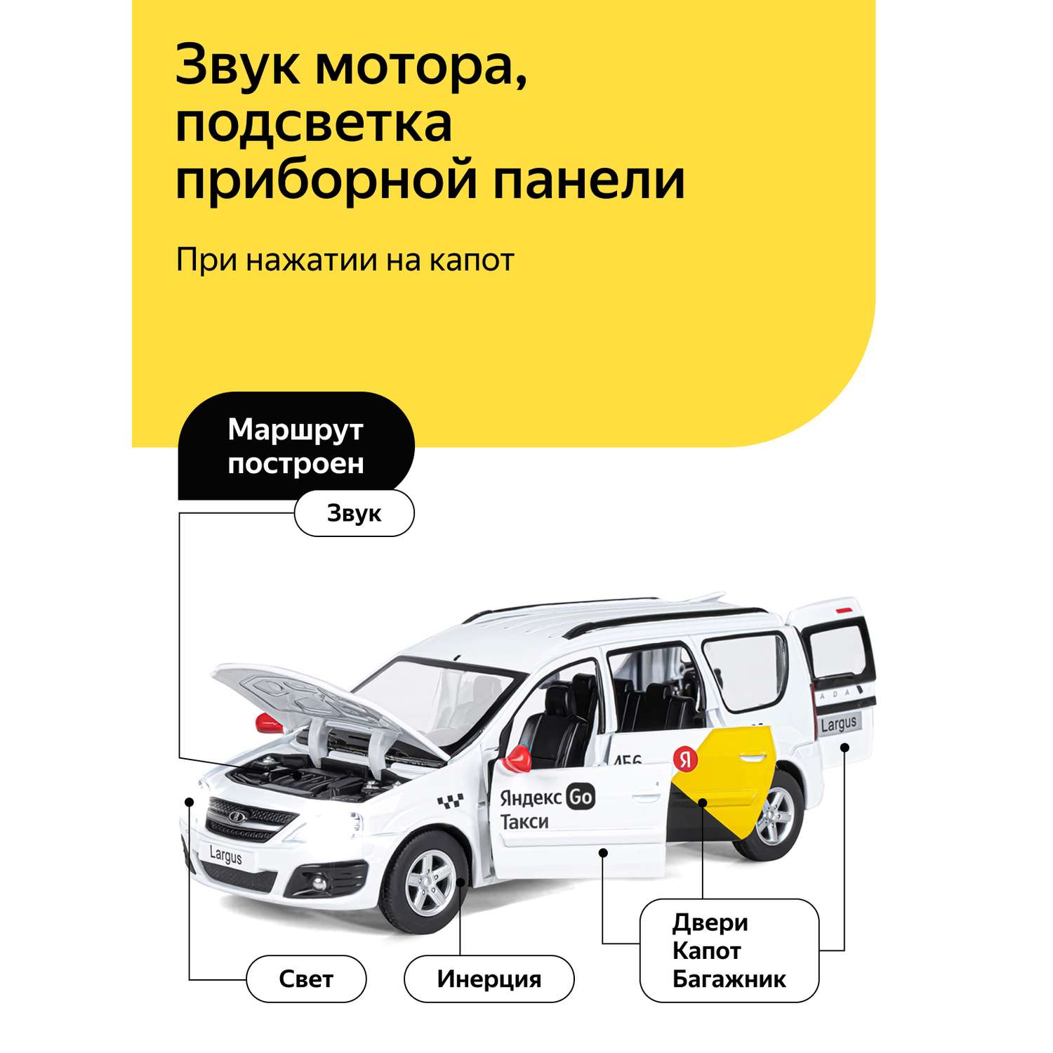 Машинка металлическая Яндекс GO игрушка детская LADA LARGUS 1:24 белый Озвучено Алисой JB1251343/Яндекс GO - фото 2