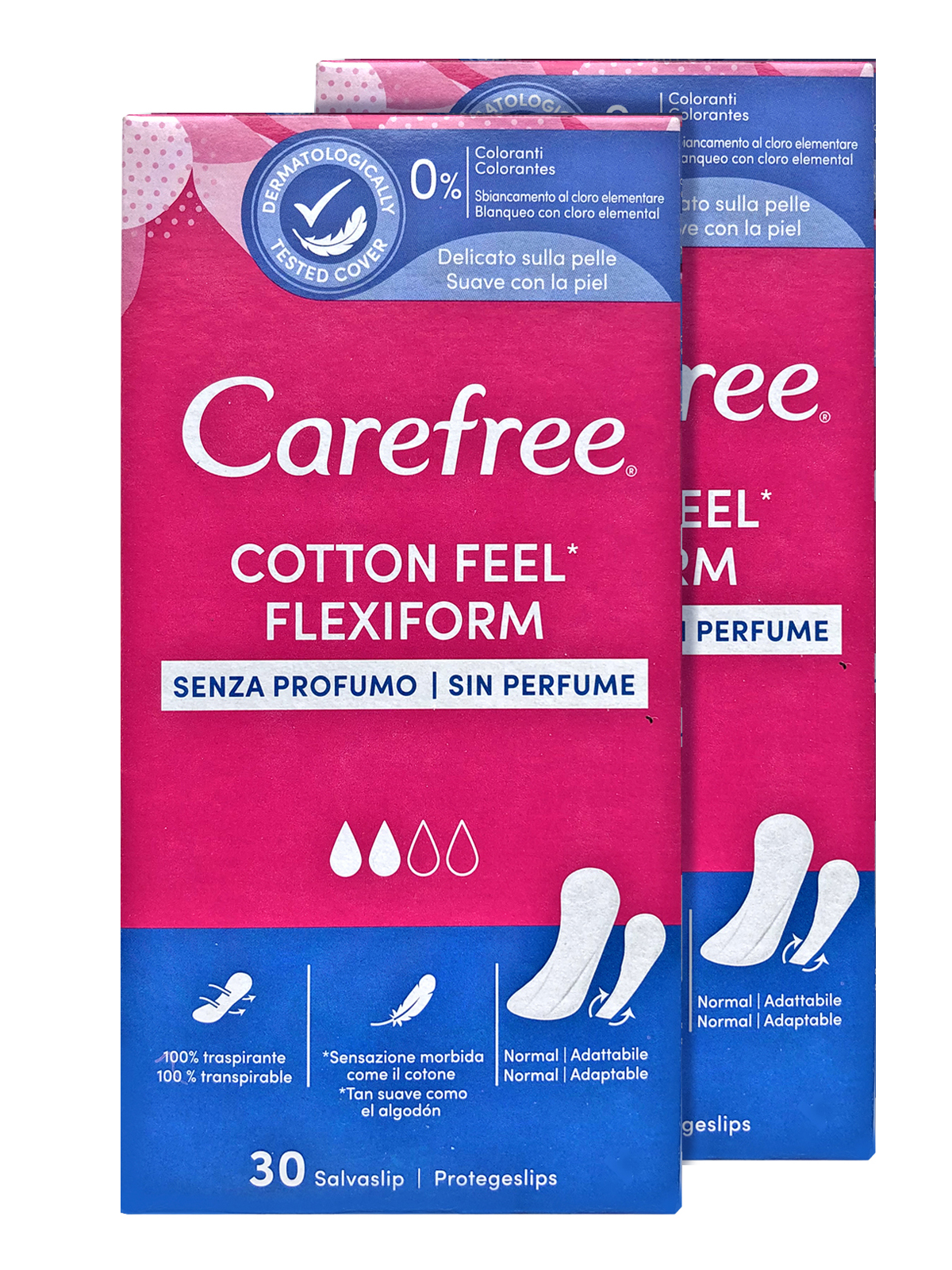 Прокладки гигиенические Carefree ежедневные 30 шт х 2 упаковки Feel Flexiform танга - фото 1