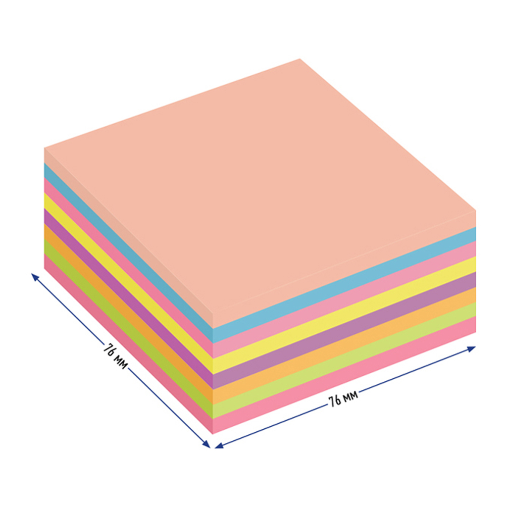 Самоклеящийся блок BERLINGO 76*76мм 400л 8 неоновых цветов - фото 3