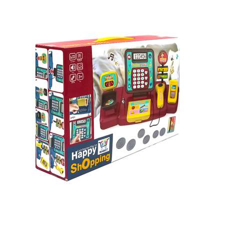 Касса детская для ребенка SHARKTOYS Игровой набор с корзиной и продуктами