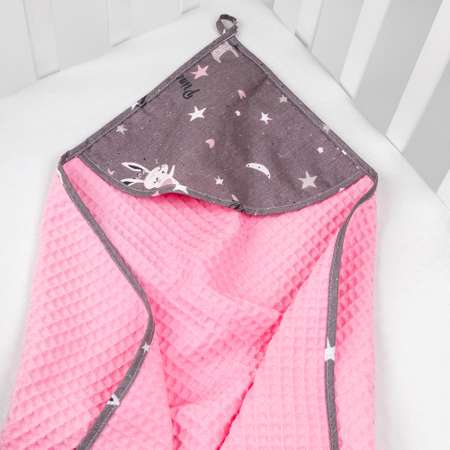 Полотенце вафельное с уголком AmaroBaby WAFFLE Princess 90х90 розовый