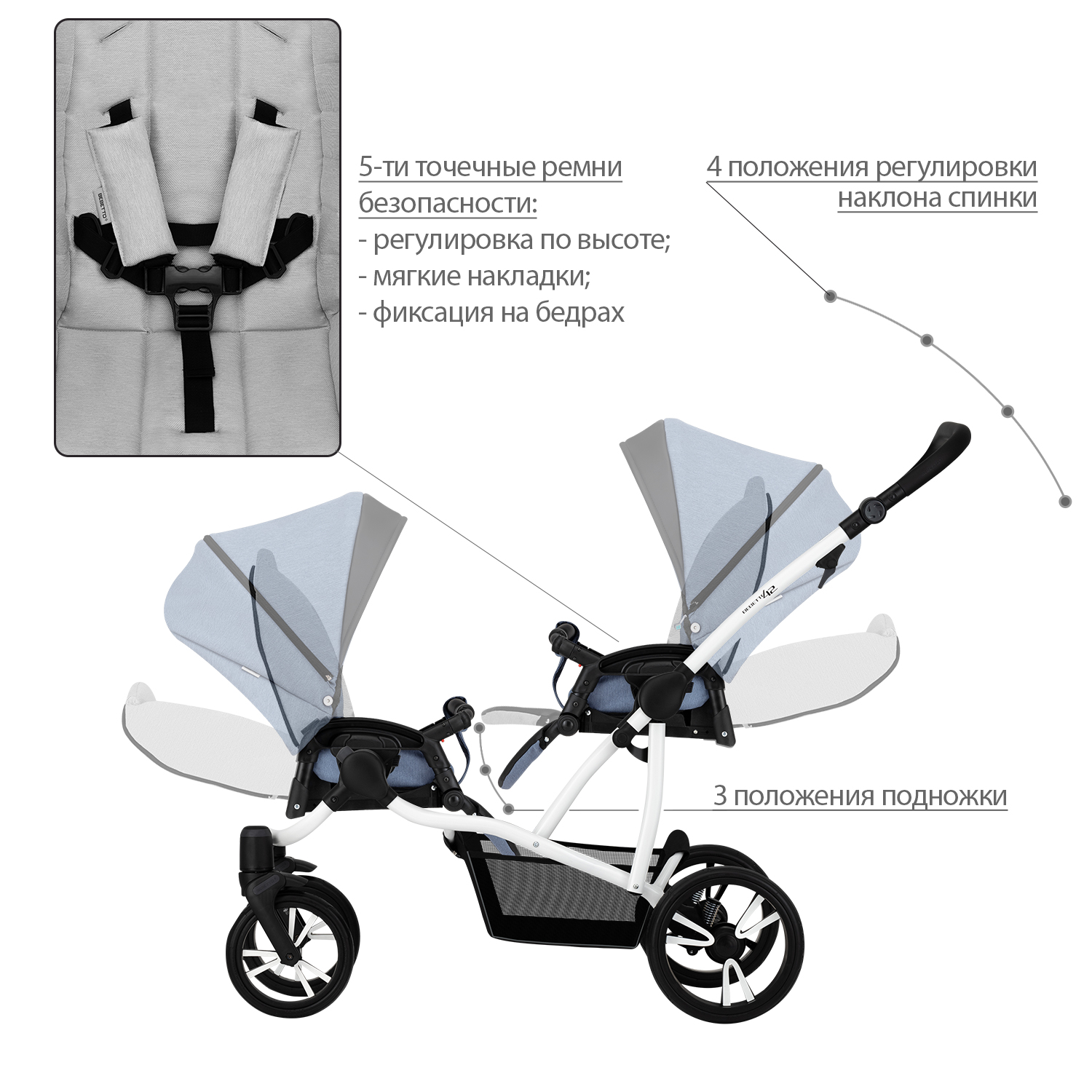 Коляска 2 в 1 Bebetto Comfort - фото 7