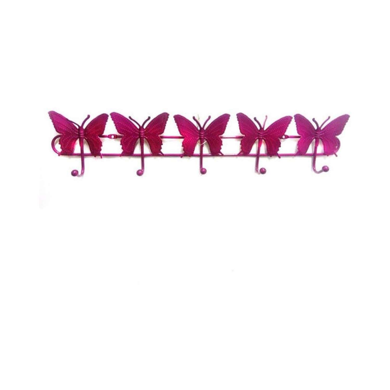 Вешалка настенная Uniglodis на 5 крючков Бабочки розовые - фото 1