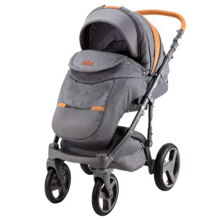 Коляска 3в1 BeBe-mobile Ravenna Sport V118 Серый+Серая кожа+Карамель кожання отделка