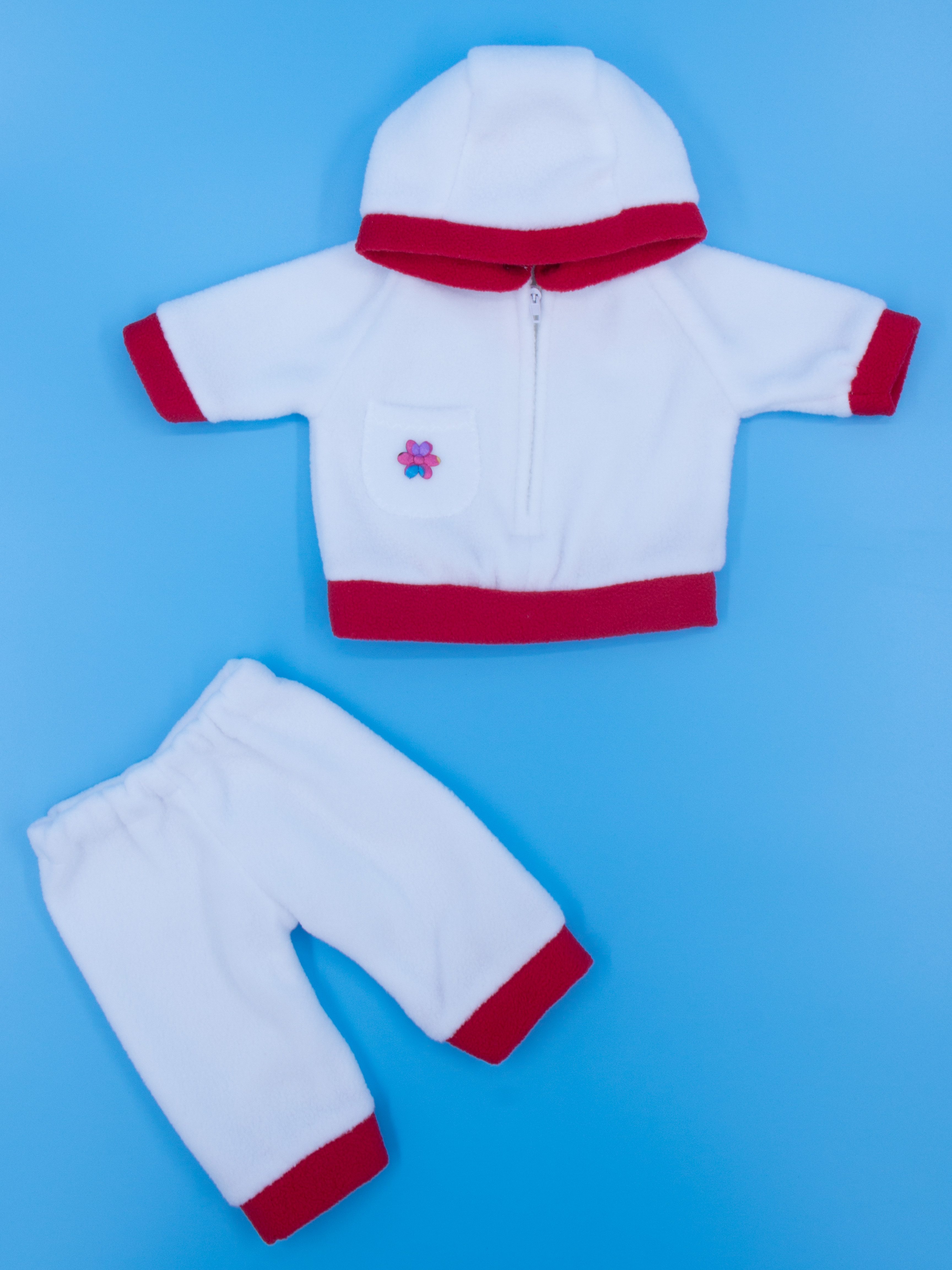Комплект одежды МОДНИЦА для пупса 43-48 см из флиса белый-красный 6103белый&amp;красный - фото 2