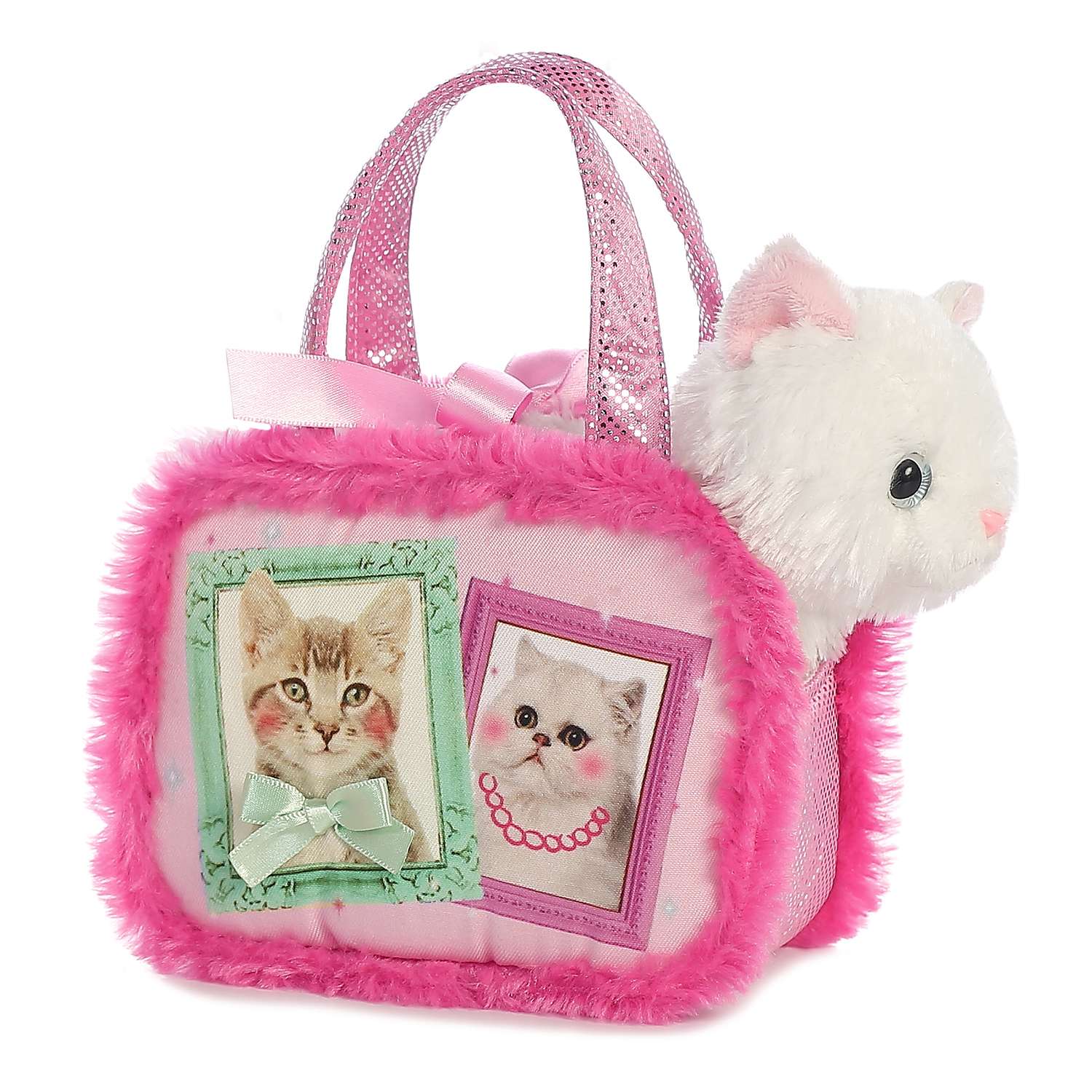 Мягкая игрушка Aurora Белая кошка в сумке-переноске - фото 2