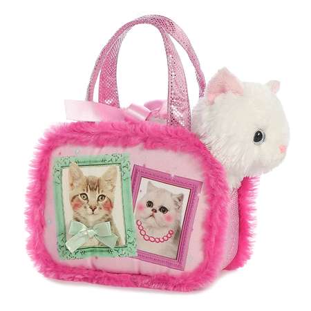 Мягкая игрушка Aurora Белая кошка в сумке-переноске