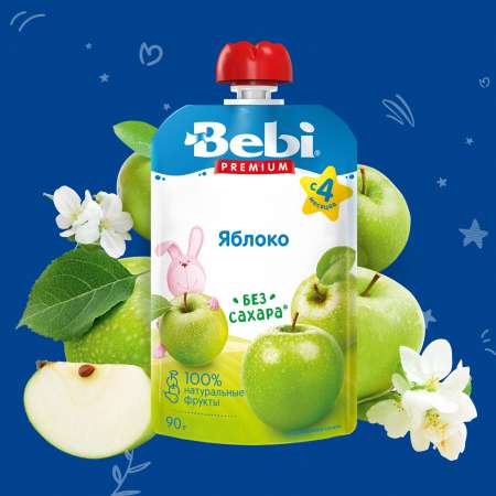 Пюре Bebi Premium яблоко 90г с 4месяцев