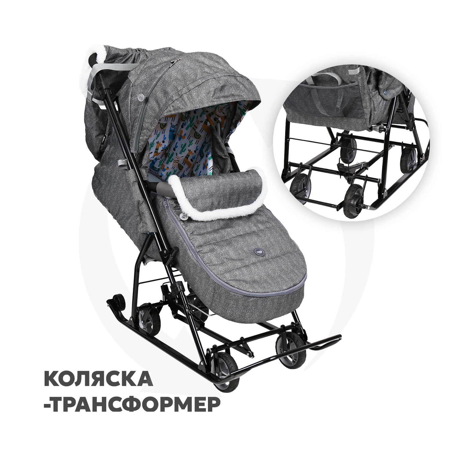 Санки-коляска NiKA kids Наши детки с колесами, складные - фото 1