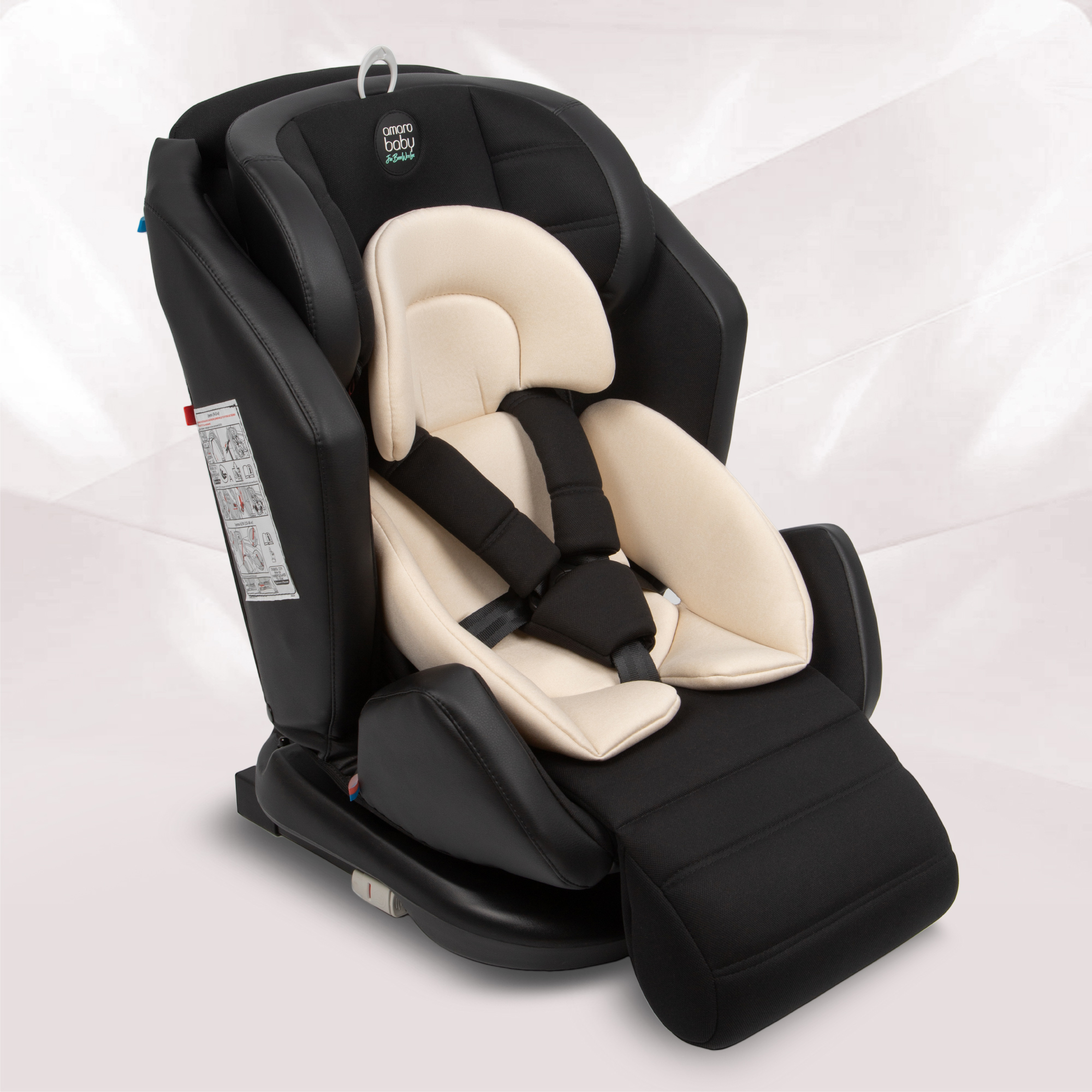 Автокресло с боковой поддержкой Amarobaby Favorite Isofix группа 0+/1/2/3 чёрный/бежевый - фото 1