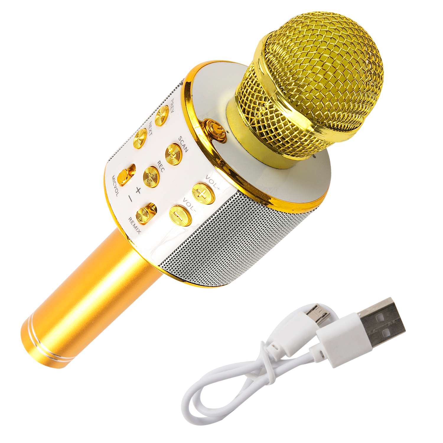 Микрофон RedLine для караоке золотой - фото 2