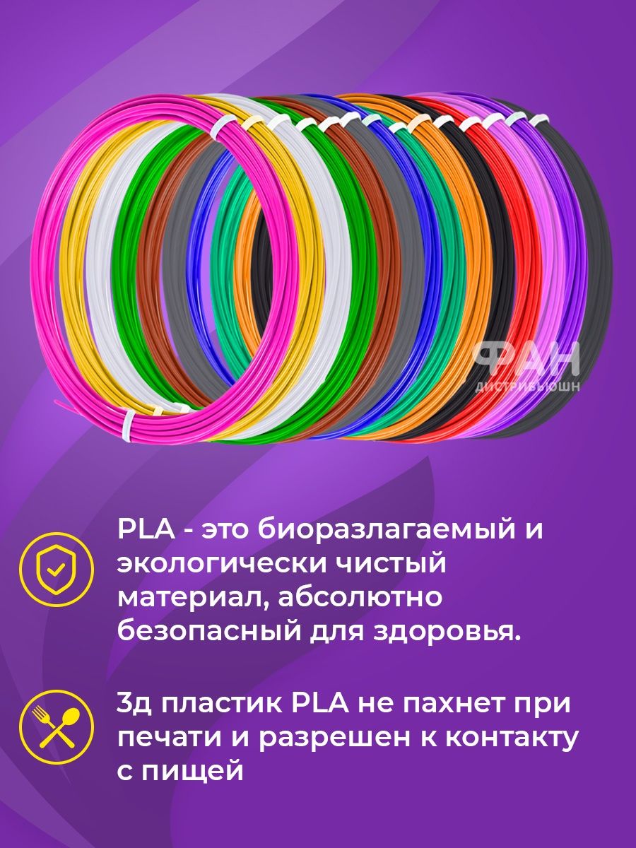 Набор для 3д ручек PLA Funtasy 14 цветов по 5 метров - фото 3