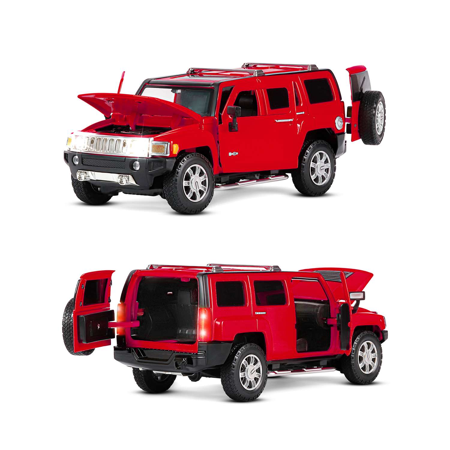 Машинка металлическая АВТОпанорама игрушка детская Hummer H3 1:24 красный JB1200221 - фото 7