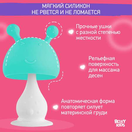 Прорезыватель для зубов ROXY-KIDS Грибочек с держателем в футляре