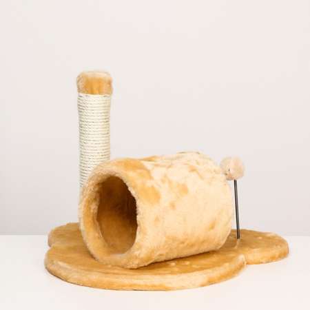 Игровой комплекс Пижон со столбиком когтеточкой трубой и игрушкой молочный