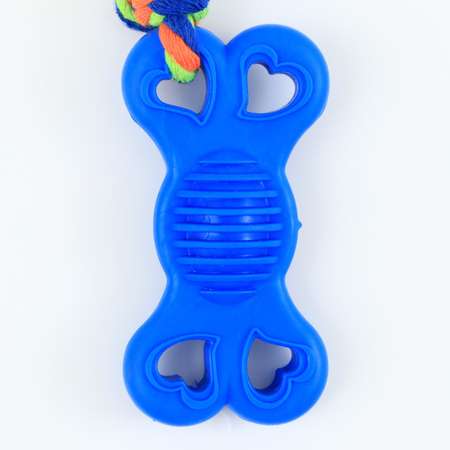 Игрушка Пижон жевательная с канатом «Косточка на привязи» 9.5 см синяя