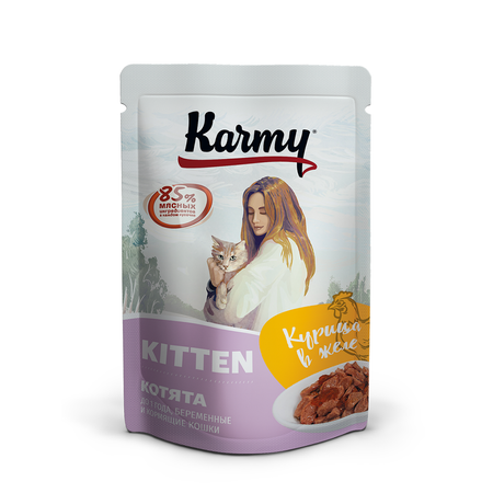 Корм для котят Karmy 80г Kitten курица в желе