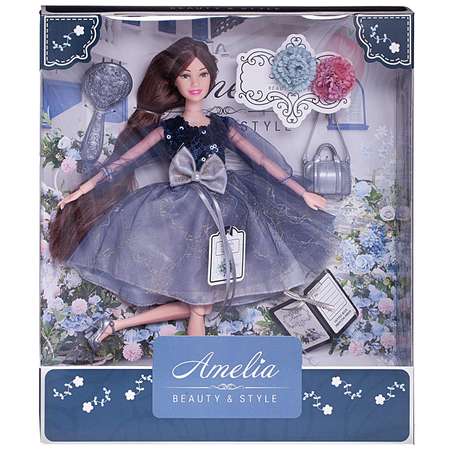 Кукла ABTOYS Вечерний раут в платье с пайетками с двухслойной юбкой темные волосы 30см