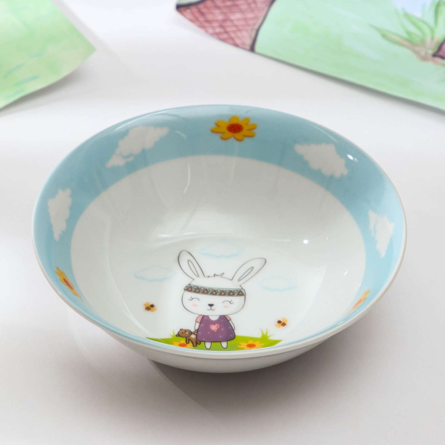 Набор детской посуды Доляна Зайка кружка миска тарелка - фото 4