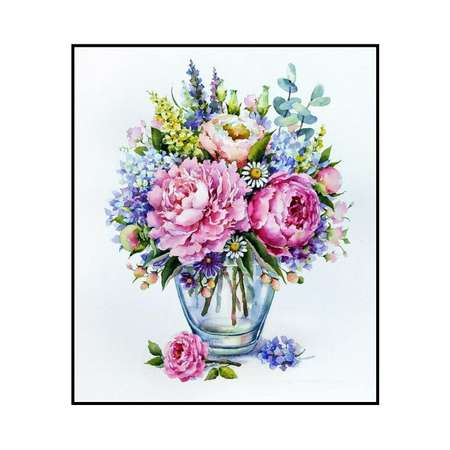Алмазная мозаика Seichi Букет цветов в прозрачной вазе 30х40 см