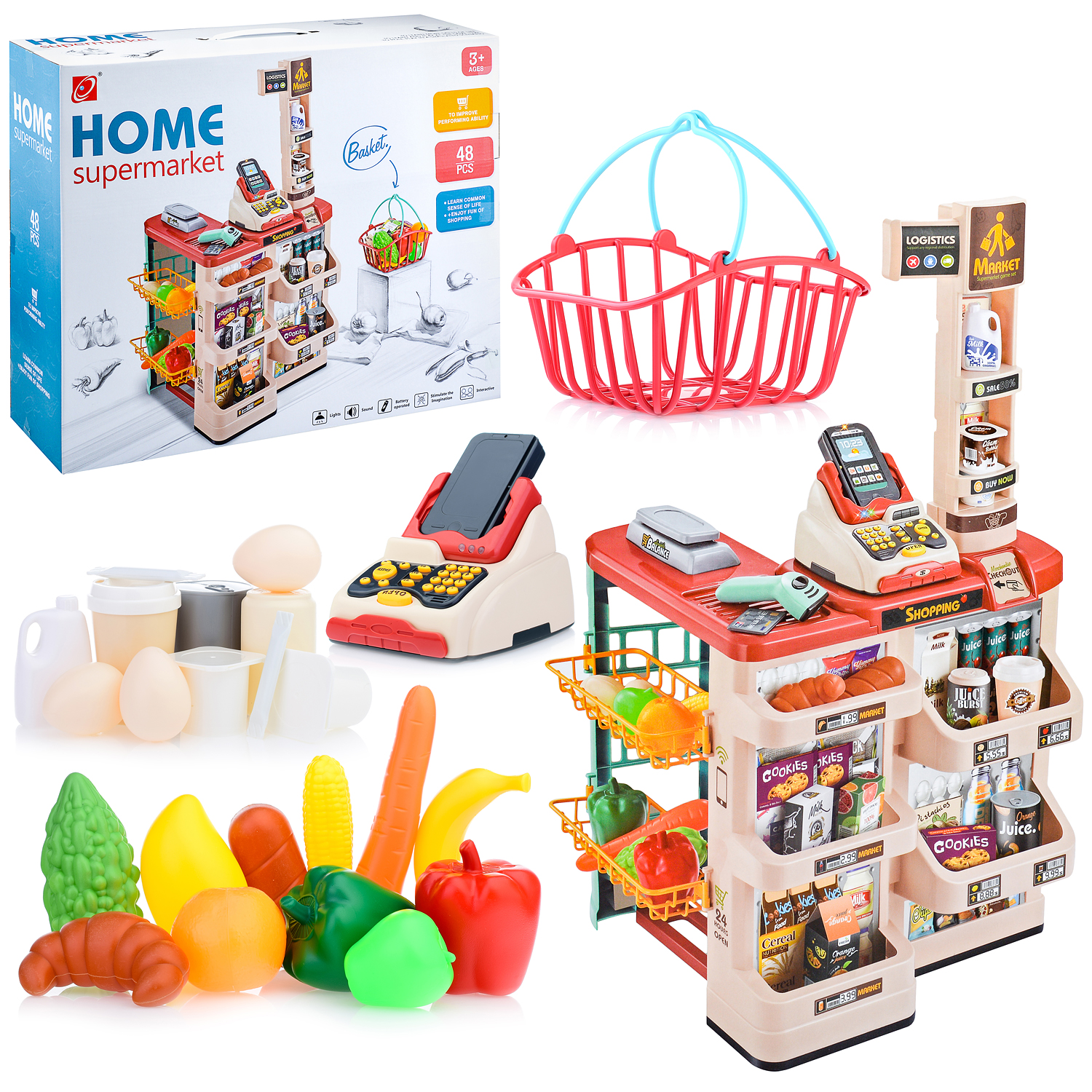Игровой набор Ural Toys Супермаркет с корзиной для покупок - фото 3