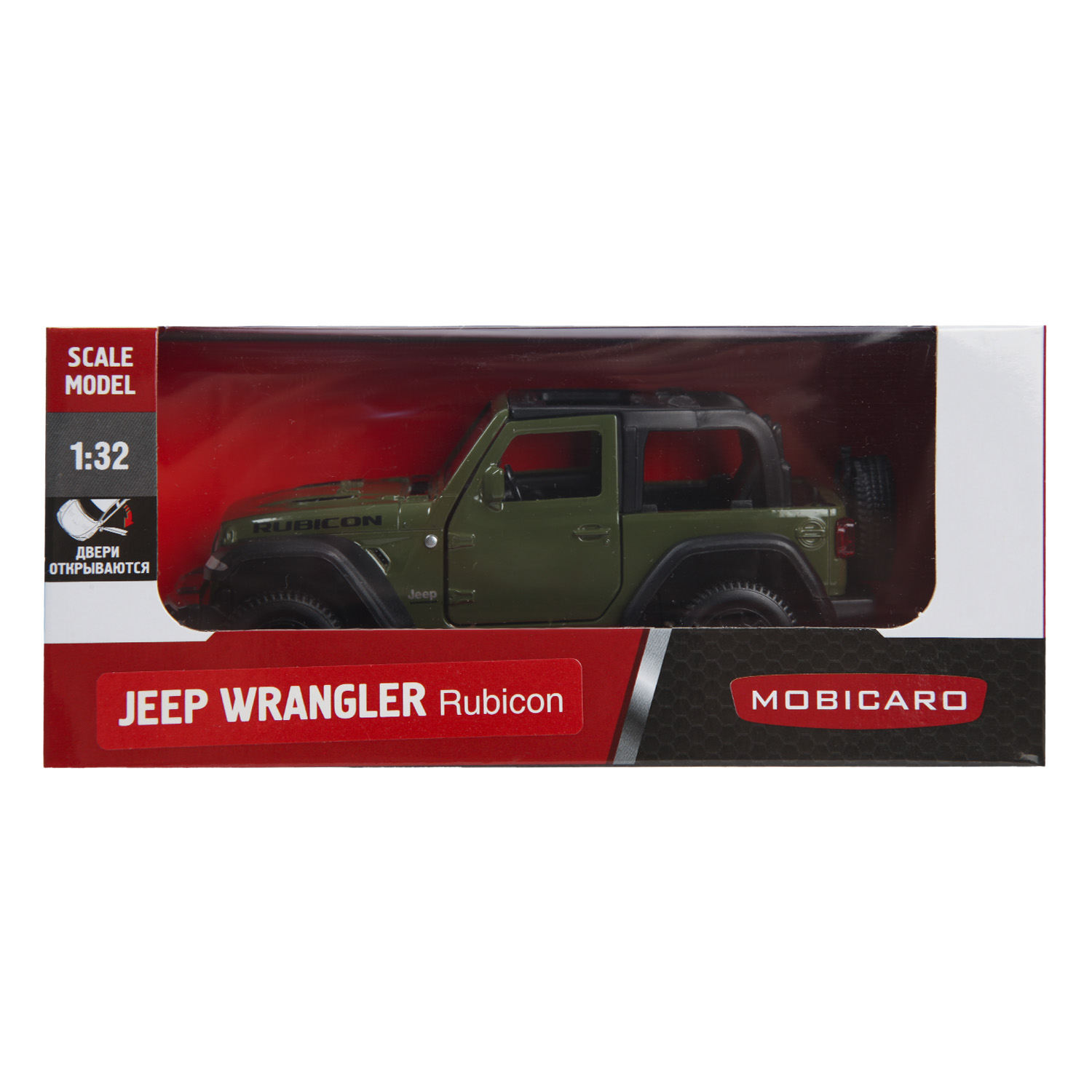 Автомобиль Mobicaro Jeep Rubicon Open Top 1:32 зеленый 544060NT(А) - фото 2