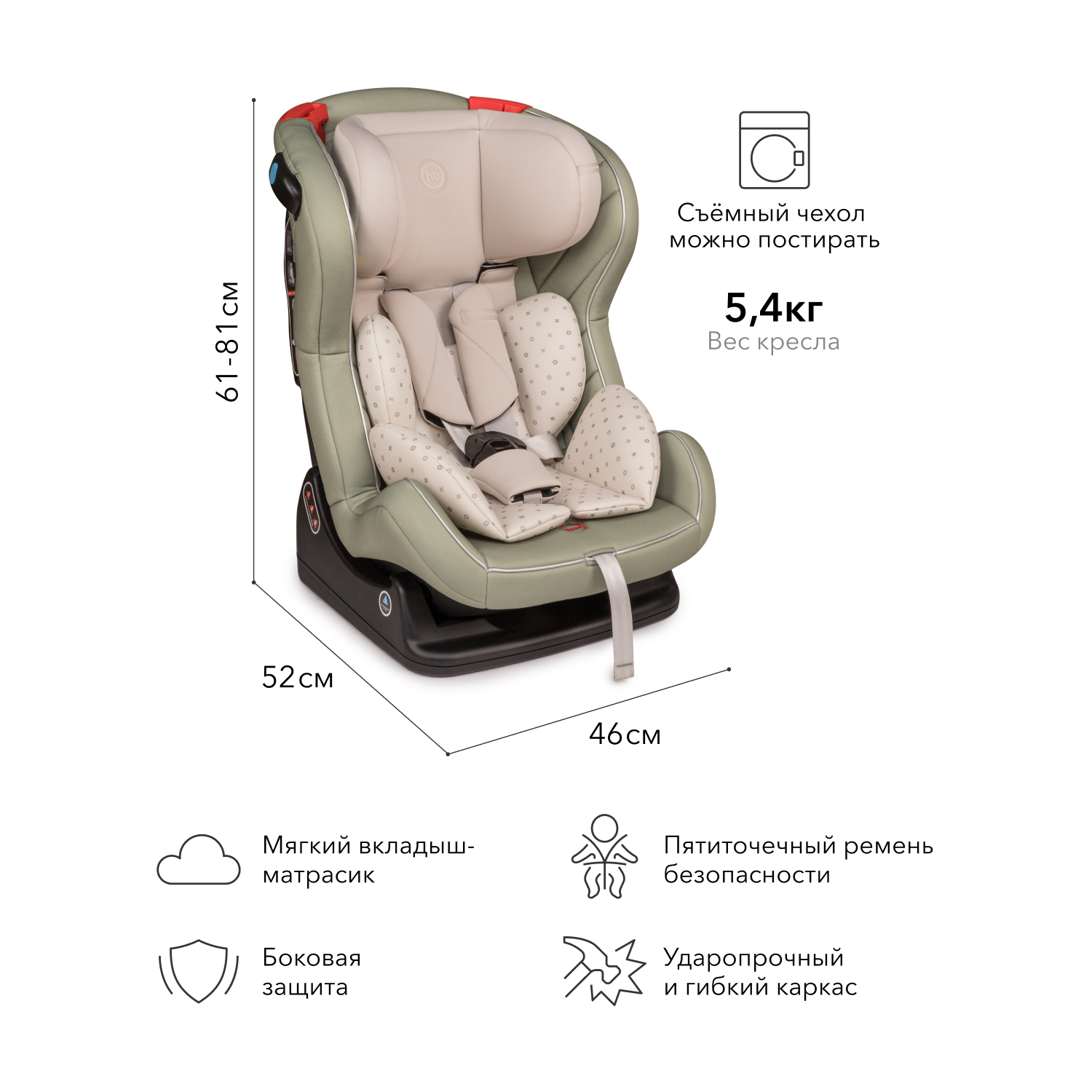 Автокресло Happy Baby Passenger V2 Green купить по цене 5399 ₽ в  интернет-магазине Детский мир