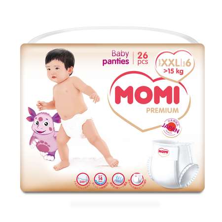 Подгузники-трусики Momi Premium XXL от 15кг 26шт