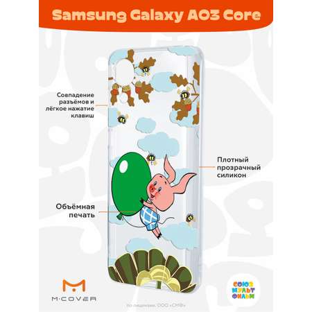 Силиконовый чехол Mcover для смартфона Samsung Galaxy A03 Core Союзмультфильм Пятачок с шариком