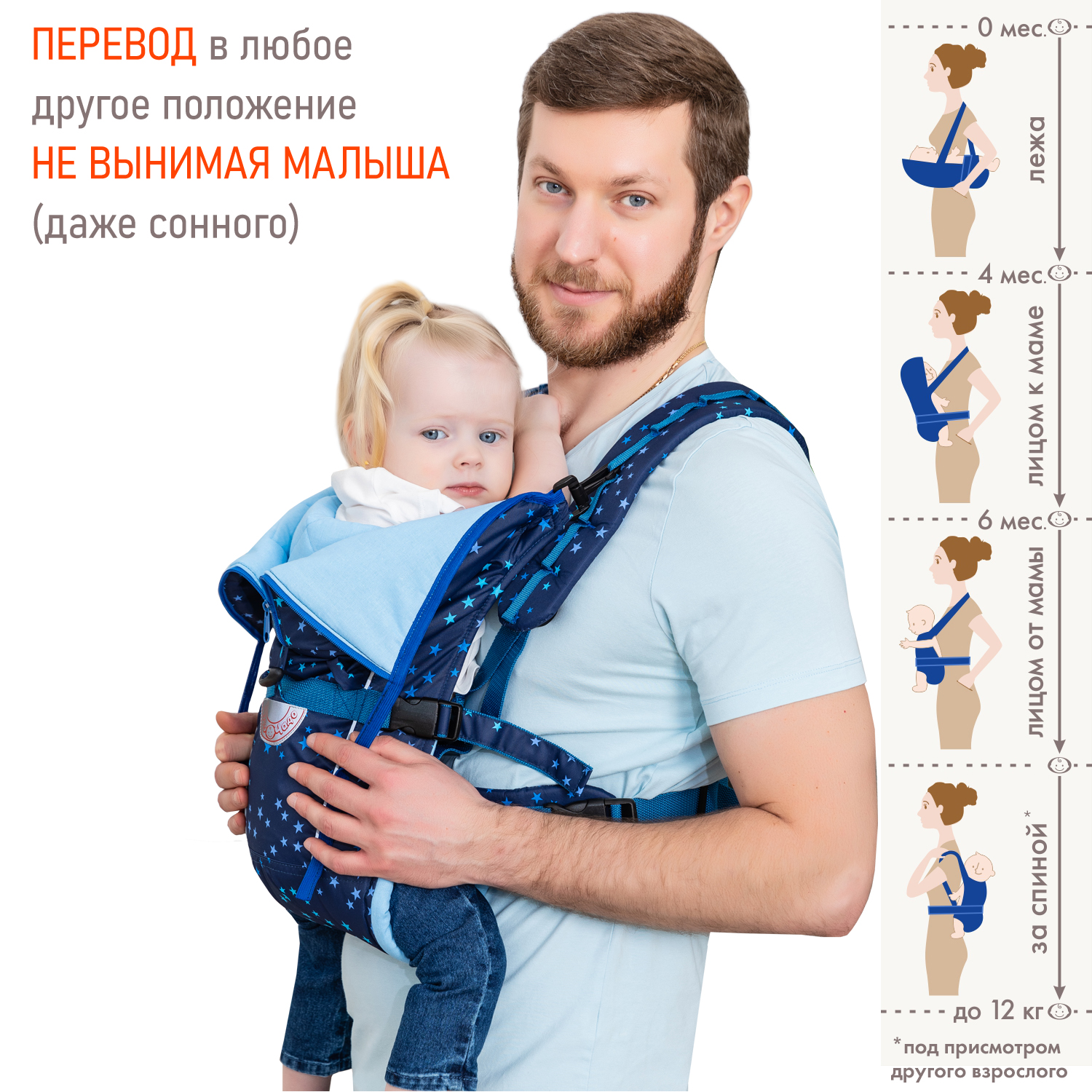 Рюкзак-кенгуру Чудо-чадо BabyActive Choice от 0 мес синий - фото 4